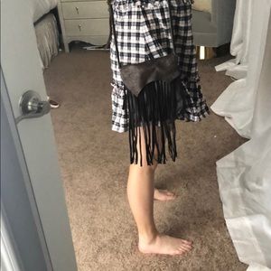 Suede fringe crossbody